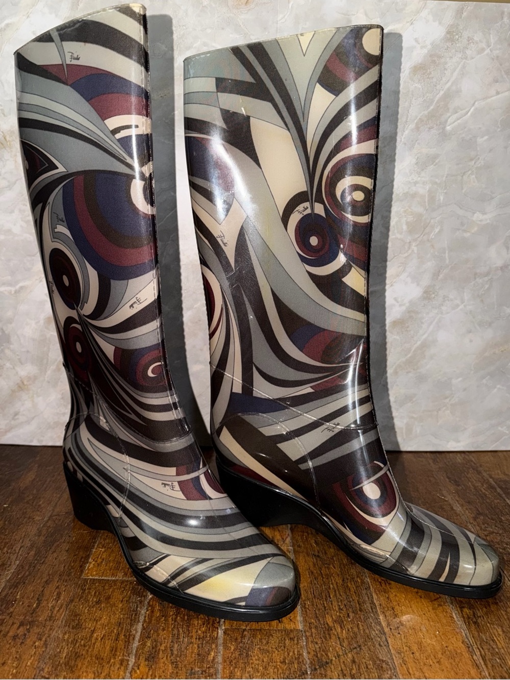 Emilio Pucci Women’s Patterned Knee-High Rain Boots - Multicolor